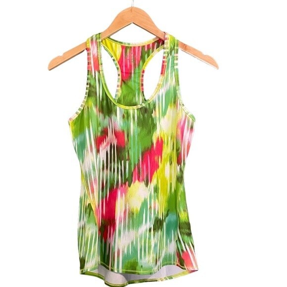 Athleta Top Wailea Chi Racerback Running Tank Tropical Multicolor Womens Size XS - Picture 1 of 9